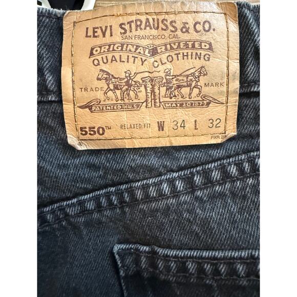 Vintage 90s Levis 550 Relaxed Fit Orange Tag Denim Jeans Vintage Black 34 - Picture 6 of 7